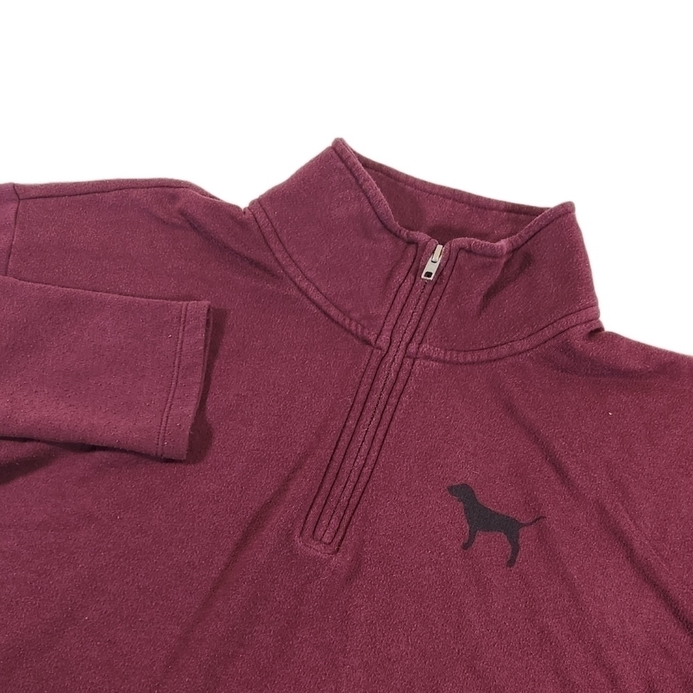 Victoria's Secret Pink Women S 1/4 Zip Sweatshirt Mock Neck Maroon Long Sleeve